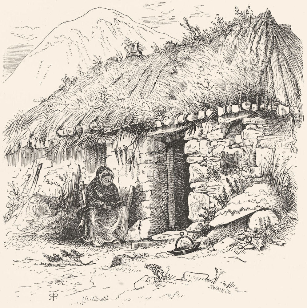SCOTLAND. Hebridean Fisher's Hut c1886 old antique vintage print picture
